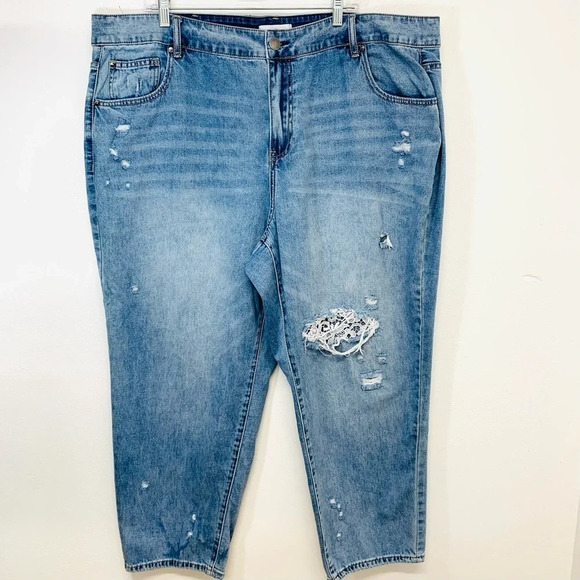 Lane Bryant Jeans Woman‎ 24 Girlfriend High Rise Straight Flex Magic Waistband - Picture 1 of 12